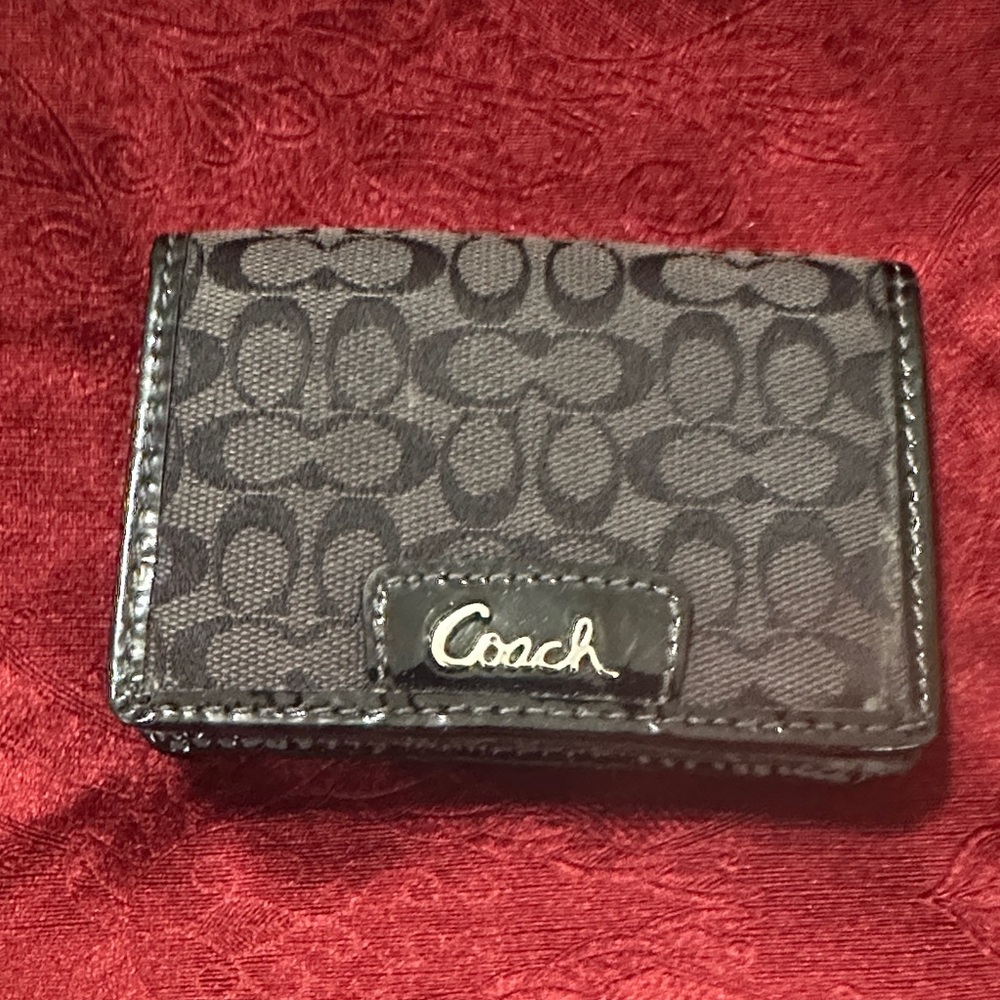 Coach Black with pattern leather edges Wallet